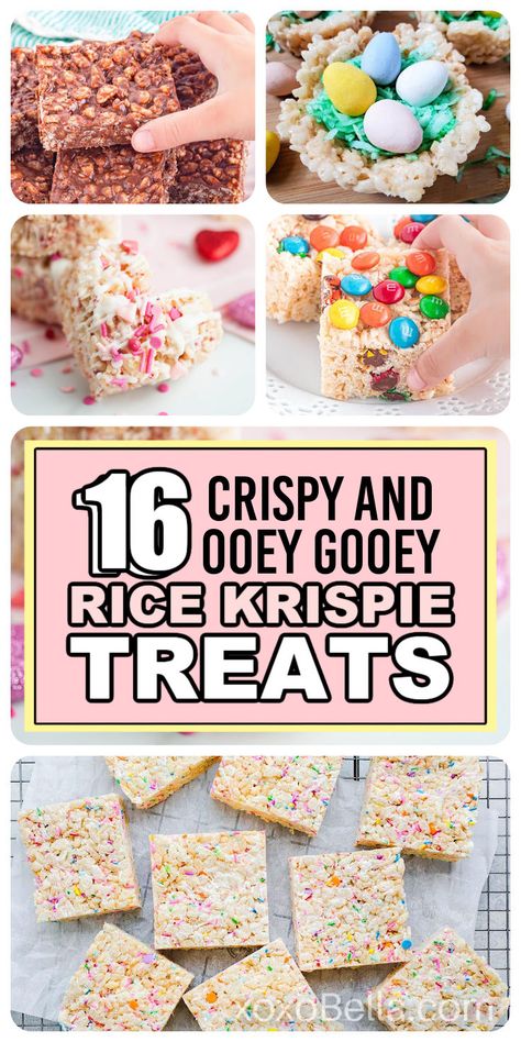 Easy delicious foolproof Rice Krispie treats and the best Rice Krispies bars recipes Rice Krispie Treats Chocolate, Gooey Rice Krispie Treats, Rice Krispie Cakes, Rice Krispie Bars, Sweet Bars, Chocolate Rice Krispie Treats, Treat Recipes, Rice Krispie Treats, Rice Krispie