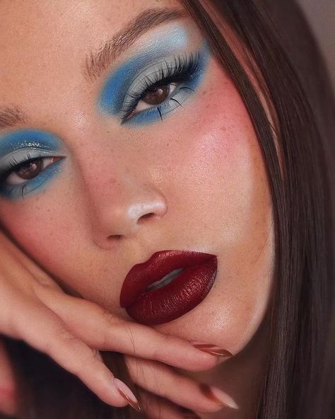 All Posts • Instagram Freckle Pen, Setting Mist, Blue Makeup Looks, Brow Tint, Bold Makeup Looks, Blue Lipstick, Magical Makeup, Red Makeup, Blue Palette