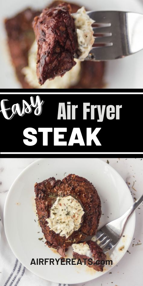 A thick and juicy Ninja Foodi Steak is topped with a savory garlic butter spread, to make the perfect air fryer steak that tastes like you ordered it from your favorite steakhouse. Ninja Foodi Steak, Air Fryer Steaks, Round Eye Steak Recipes, Garlic Butter Spread, Ways To Cook Steak, Beef Round Steak, Round Steak Recipes, New Air Fryer Recipes, Steak Sandwiches