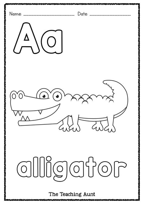 A is for Alligator Art and Craft - The Teaching Aunt Letter A Alligator Craft, Letter A Words For Preschool, A Is For Printable, Preschool Alligator Craft, A Is For Worksheet, Alligator Crafts For Toddlers, Alligator Preschool Activities, Alligator Craft Preschool, Alligator Crafts For Kids