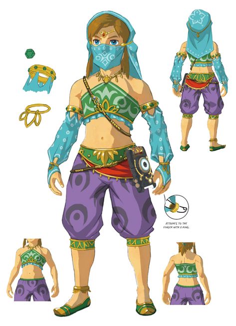 Link Gerudo Set Art from The Legend of Zelda: Breath of the Wild #art #artwork #videogames #gameart #conceptart #illustration #zelda #legendofzelda #legendofzeldabreathofthewild #breathofthewild Gerudo Outfit, Gerudo Link, Link Botw, Link Cosplay, Wild Outfits, Color Outfits, Outfit Upgrade, Link Zelda, Zelda Art