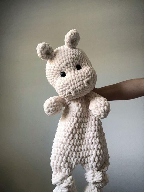 Creamy White Extra Large Crochet Hippo Snuggler & Lovey Knitting Plushies, Crochet Hippo Pattern, Crochet Snuggler, Crochet Stuffed Animals, Knitted Stuffed Animals, Lovey Crochet, Crochet Hippo, Best Baby Toys, Crochet Hearts