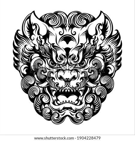 Pixiu Chinese Tattoo Design, Komainu Tattoo Design, Dokkaebi Tattoo, Pixiu Chinese Tattoo, Komainu Tattoo, Behind The Neck Tattoos, Owl Tattoo Chest, Foo Dog Tattoo Design, Samurai Tattoo Sleeve