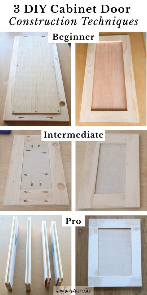 Learn 3 DIY shaker cabinet door construction techniques, for all skill levels, including beginner, intermediate, and professional techniques. Learn the pros and cons of each of these DIY cabinet door methods. Also, learn about parts of a cabinet door, and common styles and materials for cabinet doors DIY. Building A Cabinet Door, Diy Glass Shaker Cabinet Doors, Mdf Shaker Cabinet Door Diy, Turn Cabinets Into Shaker Style, How To Make A Shaker Cabinet Door, Cabinet Door Inserts Diy, Making A Cabinet Door, Wooden Kitchen Cabinet Doors, Kitchen Cabinets Ideas Diy