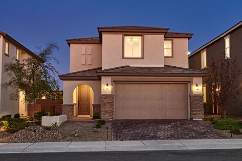 Nevada Homes Exterior, Nevada House Exterior, Las Vegas Houses, Vegas Living, Arched Entry, Norwegian House, Nevada Homes, Richmond American Homes, Home Styles Exterior