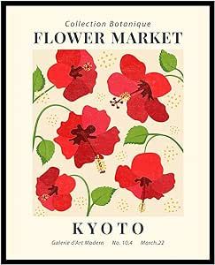 Collection Botanique Flower Market, Hibiscus Poster, Poster Flower Market, Kyoto Art, Printable Wall Collage, Exhibition Posters, Poster Flower, Market Poster, Flower Graphic Design