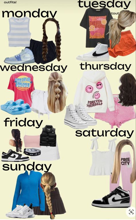 Outfit For Everyday Of The Week, Outfits For The Mall Casual, Cool Nail Inspo Summer, Outfits For The Week Winter, Preppy Outfits For The Week, Outfits For Days Of The Week, Outfits For Each Day Of The Week, Cute Outfits For The Mall, Mall Day Outfit