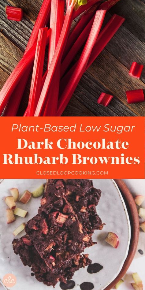 Rhubarb Brownies, Healthy Brownie Recipes, Healthy Rhubarb Recipes, Plant Based Dessert Recipes, Healthy Brownie, Vegan Brownies Recipe, Brownie Recipes Healthy, Rhubarb Desserts, Vegan Brownies