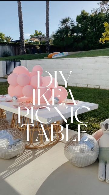 Ikea Kids Table, Ikea Garden, Diy Brunch, Ikea Basket, Kids Party Tables, Desk Tops, Diy Picnic Table, Party Furniture, Kids Picnic Table