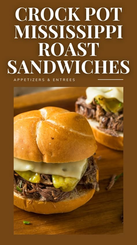 Crock Pot Mississippi Roast Sandwiches - Appetizers & Entrees Mississippi Beef Sandwiches, Mississippi Roast Sliders, Mississippi Roast Sandwiches, Roast Sandwiches Crock Pot, Mississippi Pot Roast Crockpot Sandwich, Mississippi Pot Roast Sliders, Mississippi Pot Roast Sandwich, Mississippi Pot Roast Sandwiches, Pot Roast Sliders