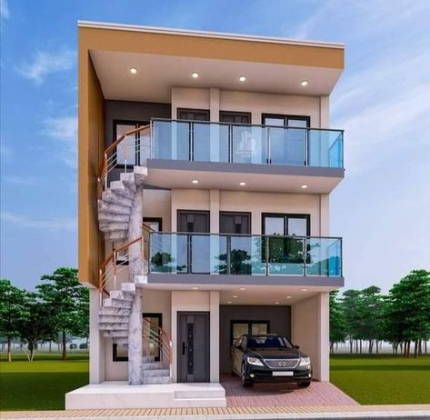 Building Apartment Design, 2 Storey Apartment Design, Apartment Building Design, Small Apartment Building Design, Drawing House Plans, House Structure Design, Small Apartment Building, Small Modern House Plans, Narrow House Designs