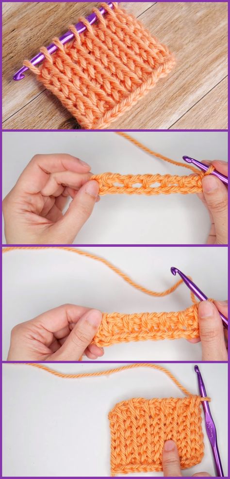 How to crochet a brioche Tunisian stitch for free. Brioche Crochet, Free Crochet Tutorials, Left Handed Crochet, Heart Stitch, Gilet Crochet, Brioche Knitting, Tunisian Crochet Patterns, Brioche Stitch, Tunisian Crochet Stitches