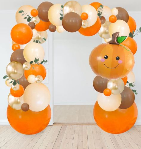 Pumpkin Balloon Arch, Fall Balloon Arch, Fall Balloon Garland, Fall Baby Birthday, Orange Balloon Garland, Ghost Balloons, Garland Balloon, Balloon Colors, Pumpkin Patch Party