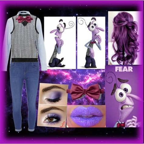 Disney's Inside Out Fear Costume by meghan1 on Polyvore featuring Dorothy Perkins and Old Navy Inside Out Inspired Makeup, Inside Out Fear Costume, Mnsshp 2023, Inside Out Fear, Fear Inside Out Costume, Fear Inside Out, Inside Out Costume, Sew Halloween Costume, Disney Character Outfits