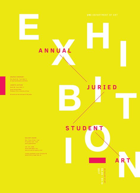 Annual Juried Student Art Exhibition Poster on Behance Poster Architecture, Mises En Page Design Graphique, Palette Design, Art Exhibition Posters, Museum Poster, Event Poster Design, 카드 디자인, Design Brochure, Typographic Poster