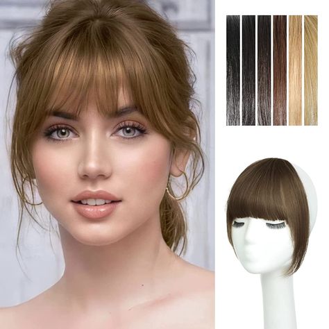 Amazon.com : Nice One Bangs Hair Clip in Bangs 100% Human Hair Extensions Wispy Bangs French Bangs Fringe with Temples Hairpieces for Women Clip on Air Bangs Curved Bangs for Daily Wear(French Bangs,Light Brown) : Beauty & Personal Care Small Forhead Bangs Hair, One Length Hairstyles, French Wispy Bangs, Bangs With Side Pieces, Crescent Bangs, Banks Haircut, French Bangs Short Hair, French Bangs Long Hair, Bottle Neck Bangs Hair