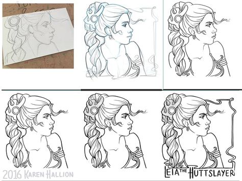 Leia the Huttslayer (Karen Hallion) Female Sketch, Star Wars, Stars, Art