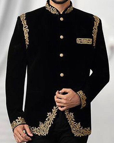 Black Sherwani For Men Wedding Royals, Blazers For Men Casual, Prince Coat, Fashion Models Men, Black Suit Wedding, African Shirts For Men, Wedding Outfit Men, Indian Men Fashion, Mens Fashion Blazer