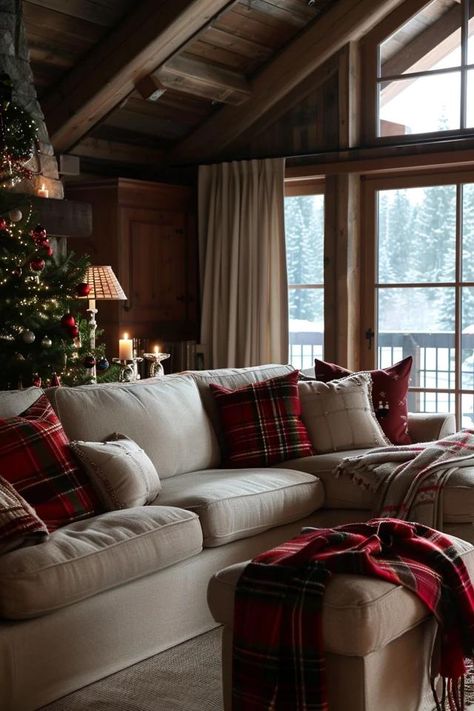 Comfort and Style with Christmas Theme Sofas Christmas Couch, Sofa Christmas, Christmas Sofa, Couch Styling, Holiday Pillows, Stylish Living Room, Rustic Farmhouse Style, Pretty Christmas, Themed Decor