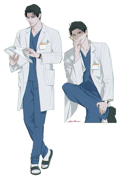 Doctor Anime Boy, Anime Doctor Drawing, Doctor Character Design, Doctor Anime, Doctor Oc, Anime Doctor, Doctor Art, Digital Art Anime, Anime Drawings Tutorials