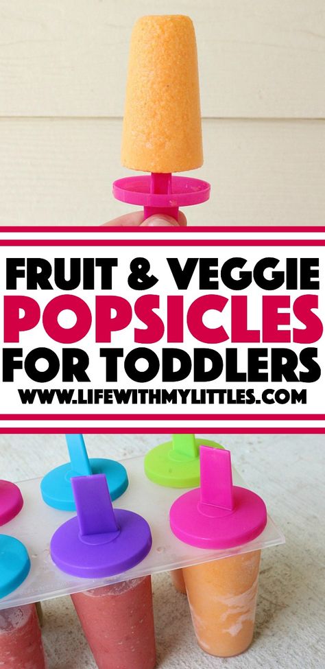 Fruit and Veggie Popsicles for Toddlers - Life With My Littles Popsicles For Toddlers, Fruit Recipes For Kids, Eat More Veggies, Healthy Popsicles, Veggie Smoothies, Toddler Breakfast, Fruit And Veggie, Fruit Popsicles, More Veggies