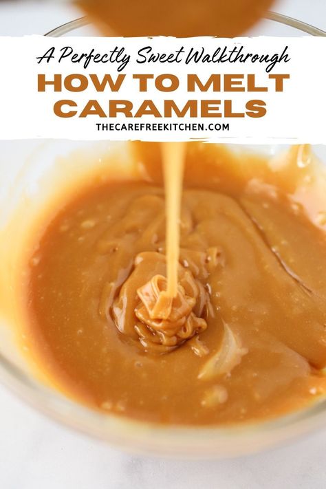 This recipe will show you How to Melt Caramels to make caramel dipped apples, melted caramel sauce, and other caramel treats the easy way. This method takes just a few minutes and uses only soft caramel candies and a splash of water. Caramel Filling For Cupcakes, Melted Caramel Squares, Caramel Dipped Apples, Filling For Cupcakes, Resep Mojito, Melted Caramel Sauce, Melted Caramel, Caramel Recipe Easy, Dipped Apples