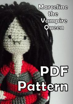 Marceline Crochet, Adventure Time Amigurumi, Adventure Time Crochet, Nerdy Crochet, Crochet Wolf, Crocheted Cow Pattern, Crochet Diy Tutorial, Geeky Craft, Marceline The Vampire Queen