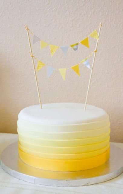 Gradient Cake, Round Birthday Cakes, Sunshine First Birthday, Sunshine Cake, Yellow Gradient, Yellow Birthday, Moms Birthday, Sunshine Birthday, Birthday Cake Recipe