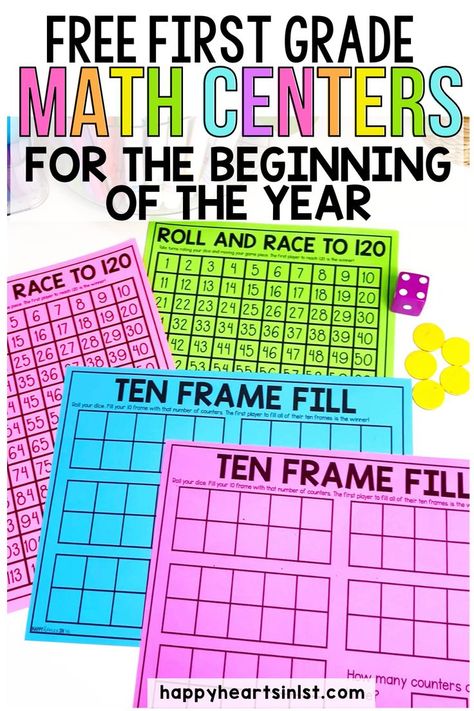 Free math center games for first grade Race to 120 Ten Frame Fill First Week Math Activities 1st Grade, Grade 1 Independent Activities, 1st Grade Math Stations Free, 1st Grade Math Centers Work Stations, 1st Grade Play Centers, 1st Grade Math Small Groups, Math Craftivity First Grade, Math Centers 2nd Grade Work Stations, First Grade Math Rotations