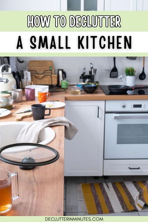 Struggling with a messy, small kitchen? This guide shares easy tips to declutter, organize, and maximize your space. Learn how to streamline your kitchen and create a functional, tidy room that works for your home. Perfect for anyone looking to simplify and enjoy a clutter-free cooking space! Clutter Free Countertops, Decluttered Kitchen Countertops, Declutter Countertops Kitchen Counters, Kitchen Table Organization, Organized Small Kitchen, How To Maximize Small Kitchen Space, No Counter Space Kitchen, How To Organize A Small Kitchen, How To Organize Kitchen