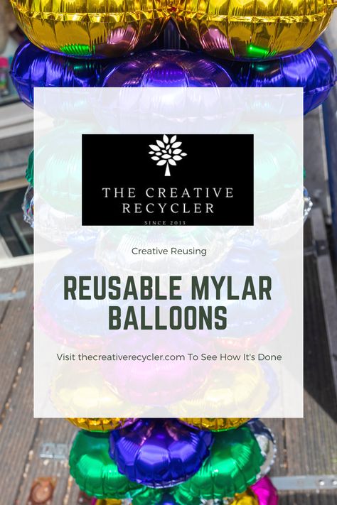 Mylar balloons can easily be refilled by carefully sliding a straw into the tail valve with an inch left sticking out. Then simply blow your balloon up and reseal the flaps of the balloon, which can be used multiple times. #deflate #inflate #recycle #reuse Reuse Balloons, Sustainable Balloon Alternative, Releasing Balloons In Memory, Mylar Balloon Wall, Filling Balloons, Types Of Plastics, Helium Balloons, Mylar Balloons, Balloon Bouquet