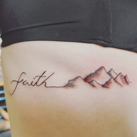 Faith Mountain Tattoo, Mountain Tattoo, Move Mountains, Wrist Tattoos, Tattoo Quotes, Tattoos