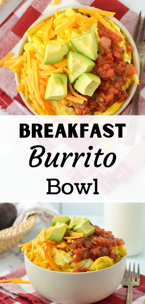 If you're looking for easy breakfast ideas that are also healthy, low carb, AND gluten free, you have to try this delicious Breakfast Burrito Bowl. Just a few simple ingredients come together in less than 10 minutes to make a satisfying and high protein healthy breakfast. High Protein Healthy Breakfast, Breakfast Burrito Bowl, High Protein Low Carb Breakfast, Low Sugar Breakfast, Healthy Breakfast Burrito, Burrito Bowl Recipe, Healthy High Protein Breakfast, Easy And Healthy Breakfast, Easy Breakfast Ideas