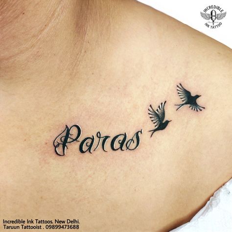 #paras #parasnametattoo #birds #birdstattoo contact us for Tattoos 09899473688 Name With Birds Tattoo, Tattoos 2022, Bird Tattoo, Name Tattoo, Birds Tattoo, Small Tattoo, Ink Tattoo, Tattoo Ideas, Birds