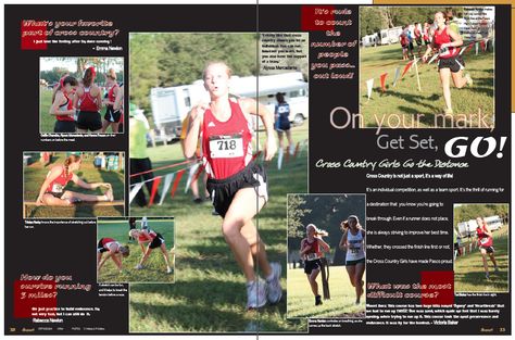 Cross Country Yearbook Page Ideas, Yearbook Cross Country Page, Xc Yearbook Spreads, Cross Country Yearbook Page, Track Yearbook Spread, Cross Country Yearbook Spread, Yearbook Polaroid, Middle School Cross Country, Running Scrapbook