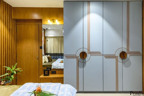 Art Deco Apartment Interior Design | Prayog Design Studio - The Architects Diary Wardrobe Shutter Design In Laminate, Openable Wardrobe, Art Deco Apartment Interior, Wardrobe Detail, 5star Hotel, Wardrobe Shutter Design, Interior Art Deco, Shutter Design, Wardrobe Design Modern