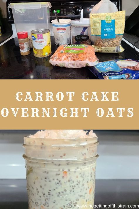 Carrot Cake Overnight Oats (Easy & Healthy) - No Getting Off This Train Overnight Oats Easy, Carrot Cake Overnight Oats, Cake Overnight Oats, Slow Cooker Oatmeal, Vegan Yogurt, Filling Breakfast, Healthy Meals To Cook, Dairy Free Milk, Pineapple Coconut