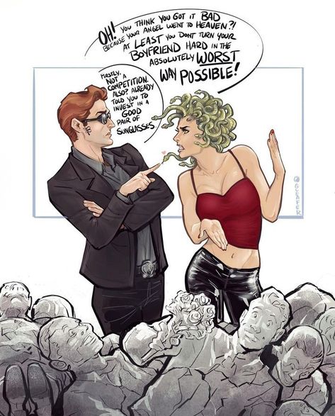 Ineffable Wives Fanart, Good Omens Crossover, Ineffable Wives, Fan Art Wallpaper, Good Omens Book, Ineffable Husbands, Terry Pratchett, Good Omens, Michael Sheen