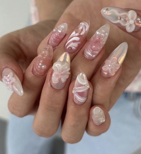 Summery Nails, Mermaid Nails, Really Cute Nails, Kawaii Nails, Nail Jewelry, Prom Nails, Dream Nails, Funky Nails, Floral Nails