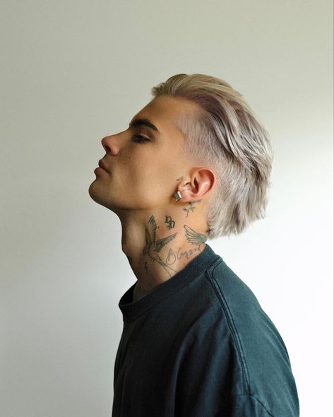 Men’s Blonde Mullet, Long On Top Short On Sides Haircut, Side Mullet Men, Men’s Messy Haircut, Short Messy Mullet, Alt Mens Hair, Alternative Hair Men, Male Undercut, Boy Essentials