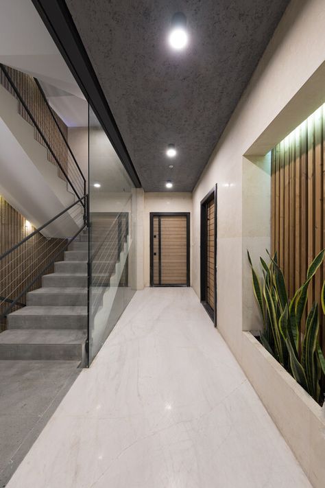 Paeiz 6 Residential Building / Hamedart | ArchDaily Residential Entrance Lobby, Entrance Lobby Design Residential, Residential Building Lobby, Lobby Design Residential, Apartment Building Hallway, Entrance Lobby Design, Small Lobby, Residential Lobby, Residential Entrance