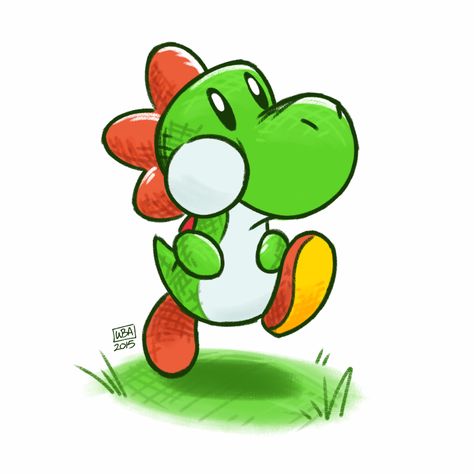 Doodling Nintendo stuff. That Yarn Yoshi is SO adorable!! Cute Yoshi, How To Draw Yoshi, Yoshi Drawing Easy, Yoshi Cute Mario, Yoshi Doodle, Yoshi Embroidery, Yoshi Drawing, Easy Crochet Animals, Mario Art