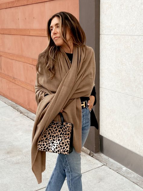 SHOP Heidi Wynne Cashmere Wrap- use code GLOWGIRL20 for 20% off SHOP Clare V Leopard bag (similar) Edgy Boots, Matching Sweatsuit, Stylish Outfits For Women Over 50, Style Guru, Classic Blouses, Cashmere Wrap, High Waist Fashion, Citizens Of Humanity Jeans, Women Over 50