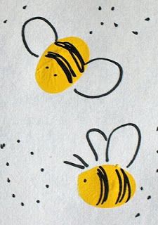 Thumbprint Honey Bee & Hive - Artsy Craftsy Mom Thumbprint Crafts, Thumbprint Art, Fingerprint Art, Honey Bee Hives, Thumb Prints, Bee Crafts, Handprint Art, Bee Art, Finger Painting