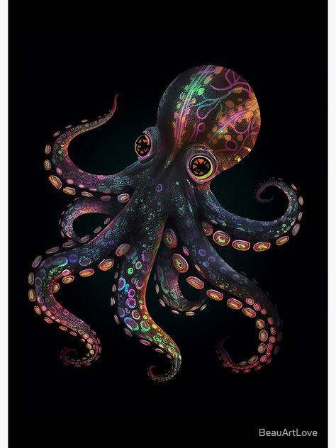 Watercolor Art Projects, Digital Art Room, Watercolor Art Studio, Colourful Octopus, Octopus Artwork, Room Art Prints, Octopus Graphic, Octopus Decor, Octopus Painting