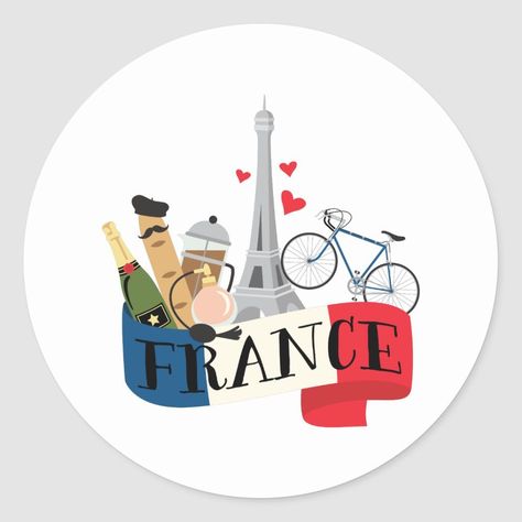 France round sticker. Perfect for scrapbooking, card making, and other paper crafts. #France . #Ideas_Para_Logos #French_Logo #French_Printable #French_Icons French Logo, Custom Hard Hats, Custom Car Stickers, French Icons, French Theme, France Flag, School Creative, Flag Icon, Paris Logo