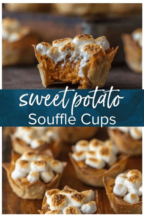 Sweet Potato Souffle is a Thanksgiving classic. I like to put a spin on classics, and that's where these Mini Sweet Potato Souffle Cups come in. Wow your Thanksgiving guests with these adorable and delicious treats! New Easy Recipes, Cookie Thanksgiving, Potato Souffle, Thanksgiving Appetizers Easy, Sweet Potato Souffle, Thanksgiving Appetizer Recipes, The Cookie Rookie, Cookie Rookie, Thanksgiving Recipe