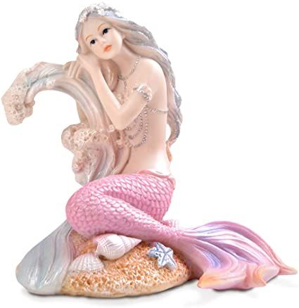 rro Mermaid Bathroom Decor,Mermaid Gifts for Girls 4.72" Tall Room Shelf Resin Mediterranean Princess Statue Ornament Figurines Sculpture Angel Aquarium Crafts Collectible Ocean Sea Goddess Princess Ornaments, Mermaid Candle, Plaster Decoration, Mermaid Candles, Pool House Decor, Mermaid Bathroom Decor, Mermaid Sculpture, Mermaid Bedroom, Mermaid Bathroom