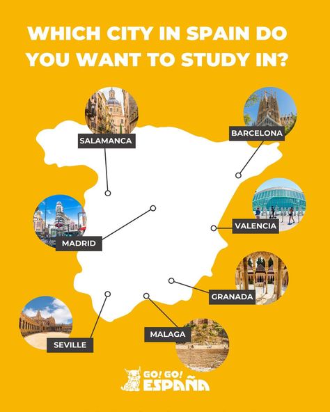 Selecting the right city to study in Spain can be a challenging decision as Spain is an incredible country with lots to do, see, and experience. 🇪🇸 There are locations to suit all preferences from big bustling modern cities, to charming little towns, and everything in between. Not sure where is right for your Spanish study adventure?🤔 Read on to find out about the top cities to study in Spain! #studyinspain #spanishcity #spanishschool Study In Spain, Spanish Study, Road Signs, Modern City, Learning Spanish, To Study, How To Find Out, Spain, The Incredibles