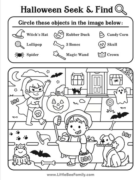 Halloween Seek and Find Halloween Coloring And Activity Pages, Fall Seek And Find Worksheet, Kids Coloring Pages Halloween, Halloween Therapy Worksheet, Halloween Activities Worksheets, Halloween Activity Pages For Kids, 2nd Grade Halloween Worksheets, Kindergarten Halloween Worksheets Free, Halloween Kids Worksheets